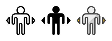 Ana hatlar, kabartmalar, ana hatlar şeklinde çok amaçlı karakter vektör simgesi. Bir pakette üç simge biçimi.