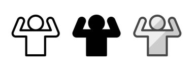 Ana hatlar, kabartmalar ve ana hatlar şeklinde çok amaçlı güçlü vektör simgesi. Bir pakette üç simge biçimi.