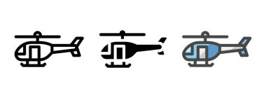 Çok amaçlı helikopter vektör simgesi ana hatları, glifleri, ana hatları doldurulmuş. Bir pakette üç simge biçimi.