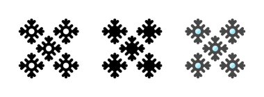 Çok amaçlı kar tanesi vektör simgesi ana hatlar, kabartma, taslak biçimi. Bir pakette üç simge biçimi.