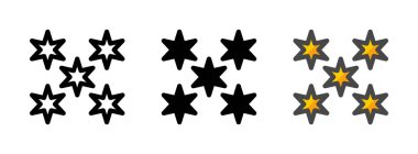 Çok amaçlı yıldız vektör simgesi ana hatlar, kabartma, taslak biçimi. Bir pakette üç simge biçimi.