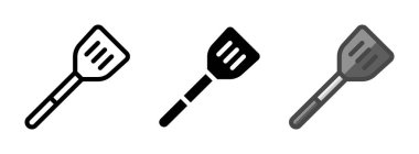 Çok amaçlı spatula vektör simgesi taslak, kabartma, taslak biçimi. Bir pakette üç simge biçimi.