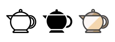 Çok amaçlı çaydanlık vektör simgesi ana hatlar, kabartma, taslak biçimi. Bir pakette üç simge biçimi.