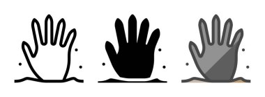 Taslak, sembol ve taslak şeklinde çok amaçlı el vektörü simgesi. Bir pakette üç simge biçimi.