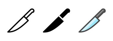 Çok amaçlı bıçak vektör ikonu ana hatlarıyla, kabartmasıyla, ana hatlarıyla doldurulmuş. Bir pakette üç simge biçimi.