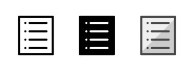 Taslak, sembol ve taslak şeklinde çok amaçlı kağıt vektör simgesi. Bir pakette üç simge biçimi.