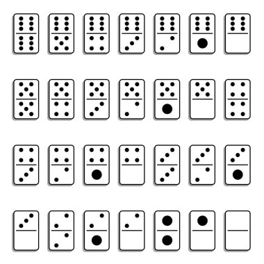 Tam takım siyah beyaz domino taşları