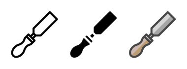 Çok amaçlı keski vektör simgesi taslak, kabartma, taslak biçimi. Bir pakette üç simge biçimi.