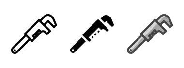 Ana hatlar, kabartmalar ve ana hatlar şeklinde çok amaçlı anahtar vektör simgesi. Bir pakette üç simge biçimi.