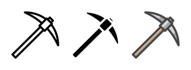 Taslak, kabartma, taslak biçiminde çok amaçlı kazma vektör simgesi. Bir pakette üç simge biçimi.