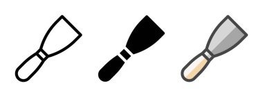 Taslak, kabartma, taslak biçiminde çok amaçlı kazıyıcı vektör simgesi. Bir pakette üç simge biçimi.