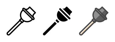 Çok amaçlı tuvalet pompası taşıyıcı ikonu ana hatlarıyla, kabartmalarıyla, ana hatlarıyla doldurulmuş. Bir pakette üç simge biçimi.