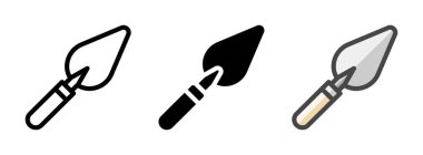 Taslak, kabartma ve taslak şeklinde çok amaçlı mala vektör simgesi. Bir pakette üç simge biçimi.