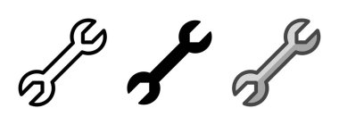 Çok amaçlı anahtar vektör simgesi ana hatlar, kabartma, taslak biçimi. Bir pakette üç simge biçimi.