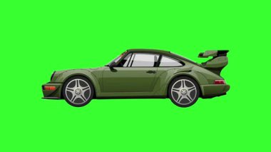 Yeşil arka planda gri ve siyah aile arabası