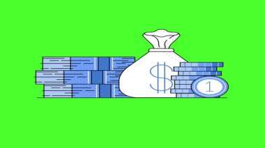 Zengin, ekonomik ve tasarrufu sembolize eden, modern finansal kavramları yansıtan görsel olarak çarpıcı bir imaj içinde, canlı yeşil bir arkaplan üzerine düzenli olarak düzenlenmiş çeşitli kağıt ve metal para koleksiyonu.