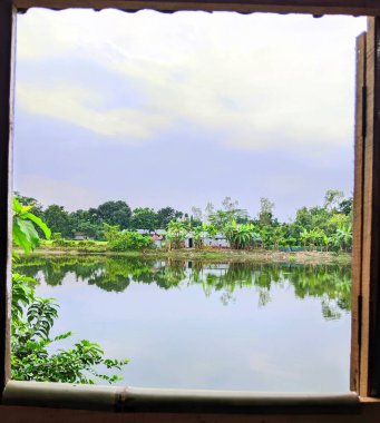 Bangladeş 'in doğal güzelliği. Bu büyük bir gölet..