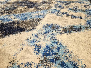 Soyut pikselleştirilmiş mavi ve beyaz halı deseni, desenli sanatsal yeteneğe sahip.