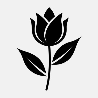 Gül silueti vektörü, izole arkaplan