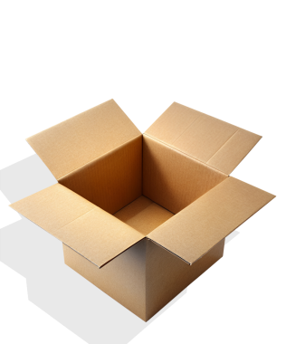 Boş dikdörtgen karton kutuyu şeffaf arkaplan olarak aç. Tasarım ve reklam için bir model. Boş paket kağıdı ya da karton kutu maketi. Teslimat paketleme modeli