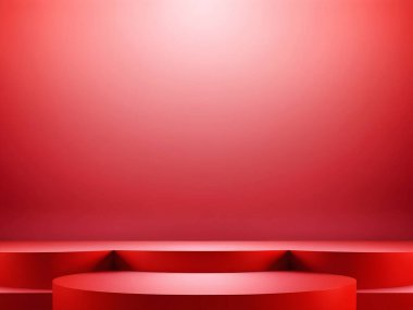 Kırmızı ve beyaz renklerde güzel soyut arka plan Modern Stüdyo Arkaplanı. Ürün Sunumu İçin Zarif Oda