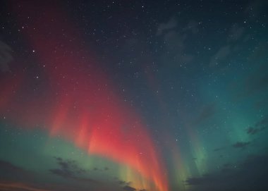 Aurora Borealis çok renkli yeşil canlı, Aurora Kutup Gecesi yıldızlı gökyüzü ve kuzey ışıkları. Yeşil aurora borealis Norveç üzerinde gece gökyüzünde ışıklar