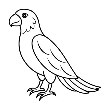 Papağan vektör simgesi silueti, izole edilmiş beyaz arkaplan, Kuş illüstrasyonu