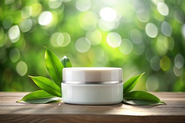 Doğal kremin kozmetik kavanozu ve renk arkaplan güzelliği, yüz veya vücut bakımı için doğal güzellik kozmetik ürünü, moda kozmetik ürünlerinin tasarım şablonu reklamlar için. 