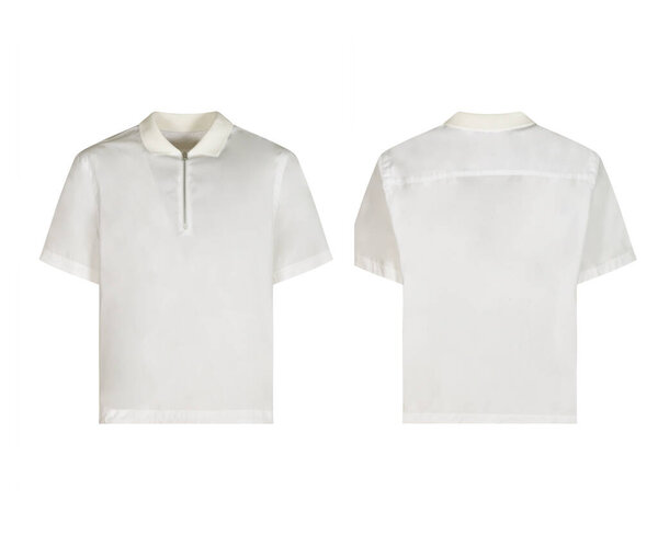Blank white polo t shirt front and back mockup, plain cotton short sleeve mock-up, isolated on white background