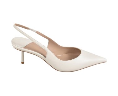 Kadınlar şık pastel beyaz topuklu yüksek topuklu ayakkabılar şeffaf arka plan, Bu moda ileri kadın ayakkabıları sivri uçlu ayak ve ultra ince topuklu