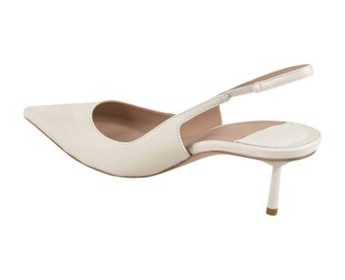 Kadınlar şık pastel beyaz topuklu yüksek topuklu ayakkabılar şeffaf arka plan, Bu moda ileri kadın ayakkabıları sivri uçlu ayak ve ultra ince topuklu