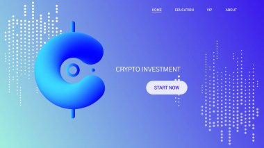 Web sitesi şablonu, iniş sayfası. UI tasarımı, eylem düğmesi, geometrik arkaplan.