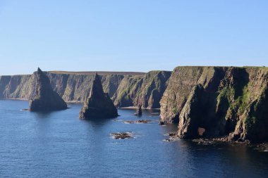 Duncansby Stacks view point on north coast scotland on sunny day with blue sky clipart