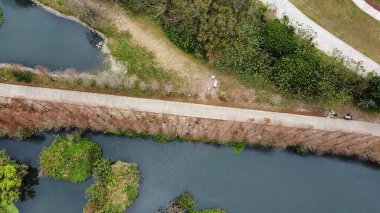 Nehrin yeşil ağaçlı güzel bir görüntüsü.