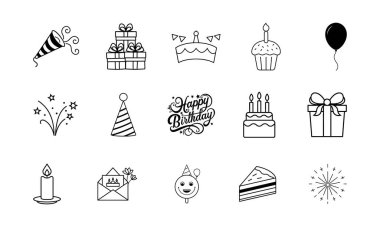 Parti ve kutlama simgeler kümesi.