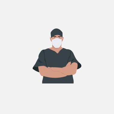 Surgeon on a white background. Doctor. Medic. Doctor wearing a mask. clipart