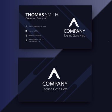 Kartvizitler için zarif bir altın şablon. Koyu renk tasarımlı lüks bir kartvizit şablonu. Altın ve siyah gradyan içeren zarif bir kartvizit şablonu.