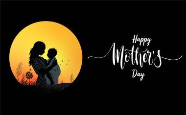 Yürek ısıtan Anneler Günü Sanatı Anne ve Çocuk Vektör Sahnesi