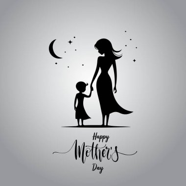 Anneler Günü Tasarımı için Anne ve Çocuk Silueti
