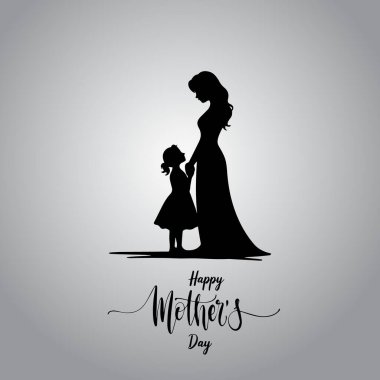 Anneler Günü Tasarımı için Anne ve Çocuk Silueti