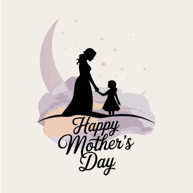 Anneler Günü Siluet Vektör Tasarımı