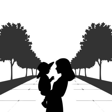Anne ve Çocuk Ağacın Altında Siluet