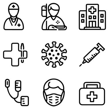 Modern Tıbbi Simgeler Doktor Aletler, Hemşireler, İlk Yardım Kiti, Stetoskop