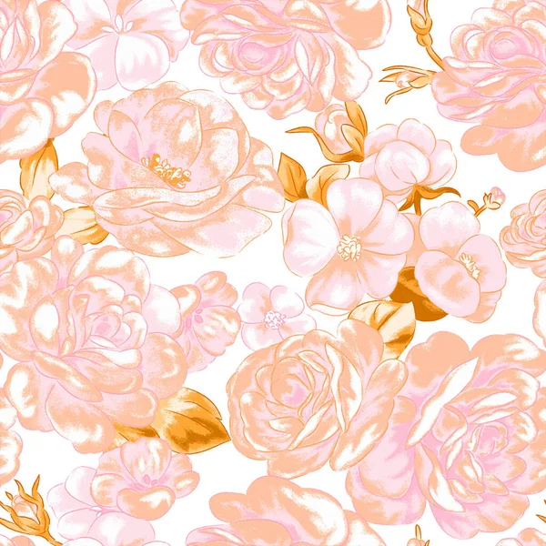 Άνοιξη Floral Εικονογράφηση Ροζ Χρώματα Ένα Χρωματιστό Φόντο Καλοκαιρινό Σχέδιο — Φωτογραφία Αρχείου
