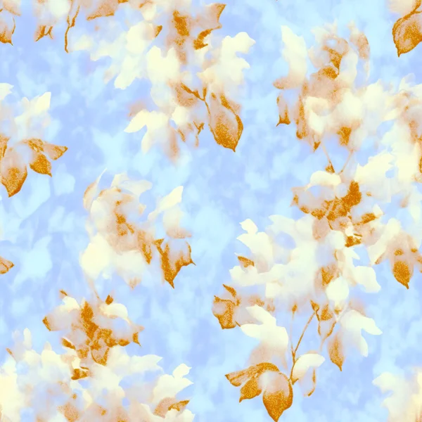 Aquarell Und Tusche Kritzeln Blumen Blätter Unkraut Auf Paisley Silhouette — Stockfoto
