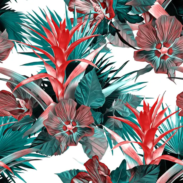 tropical pattern. palm leaves and monstera. seamless pattern. summer. hawaiian hawaiian design. watercolor hawaiian hawaiian pattern. hawaiian background. hawaiian jungle