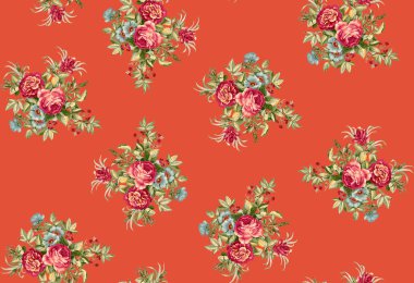 Çiçekli süs eşyasıyla dikişsiz suluboya desen. güzel desen.