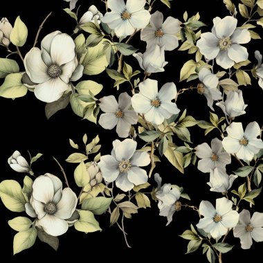 Kusursuz suluboya efekti çiçek deseni, kumaş desen tasarımı.