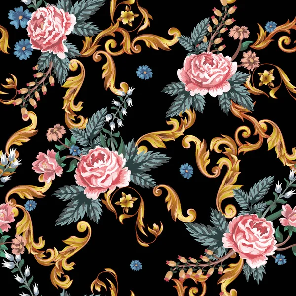 seamless pattern with flowers, floral ornament.
