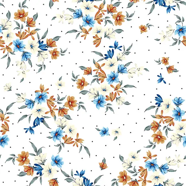 Kusursuz suluboya efekti çiçek deseni, kumaş desen tasarımı.
